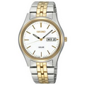 Seiko Men's Two-Tone Solar Watch w/ Round White Dial